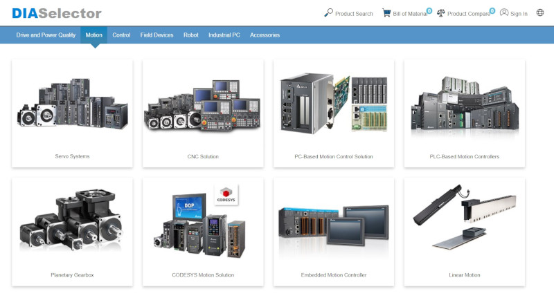 Веб-сервис выбора компонентов DIASelector охватывает весь спектр продукции Delta Electronic